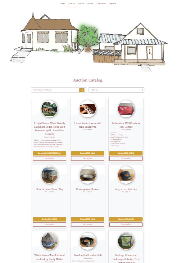 Screenshot of Auction website